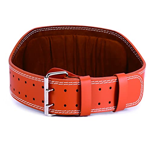 Genuine Leather Weight Lifting Belt for Men Double Prong Power Belt Heavy Duty – Strong, Stabilizing Back Support for Deadlifts, Squats Powerlifting