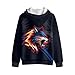Qznuberone Children's Zip-Up Hooded Sweatshirts for Boys Fashion Wolf Graphics Hoodies Lightweight Long Sleeve Sweatshirts with Pockets