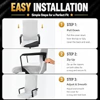 Water Resistant Stretch Computer Office Chair Cover with Durable Zipper Universal Washable Removable Spandex Rotating Boss Chair Slipcovers Anti-dust Soft Desk Chair Seat Protector for Dogs Cats Pets — image 8