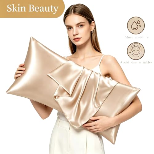 Mulberry Silk Body Pillow Cases with Hidden Zipper,Champagne Gold - image 6