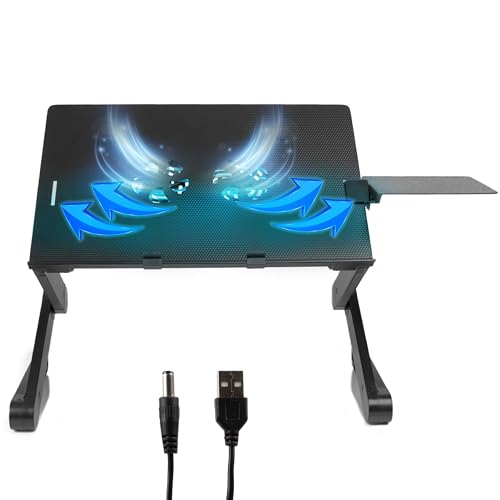 Base regulable para portátil Duronic con ventilador USB y alfombrilla de ratón para sofá o cama