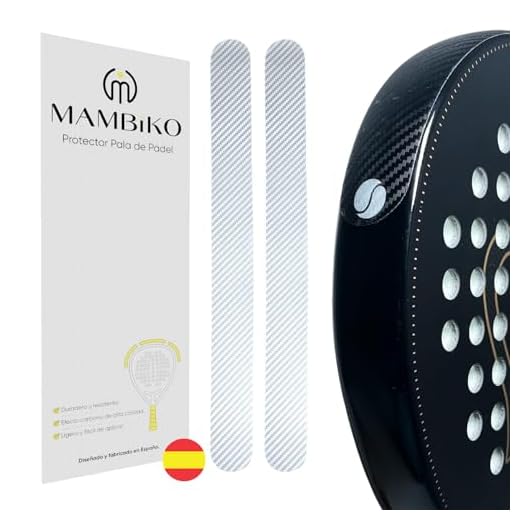 MAMBIKO Protector Pala Padel Transparente Efecto Carbono - Pack de 2 - Protector Pala de Padel - Accesorios Padel de alta Protección - Fácil de Poner y Sustituir - Dimensiones 35x370mm