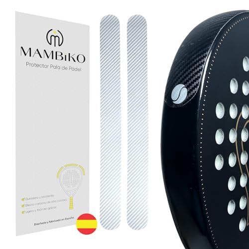 MAMBIKO Protector Pala Padel Transparente Efecto Carbono - Pack de 2 - Protector Pala de Padel - Accesorios Padel de Alta Protección - Fácil de Poner y Sustituir - Dimensiones 35x370mm
