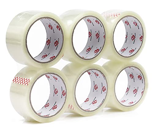 BOMEI PACK Packung mit 6 durchsichtigen Klebebändern – Heißschmelzklebstoff, 50 m lang, 48 mm breit, Packband, stark haftendes Premium-Packband