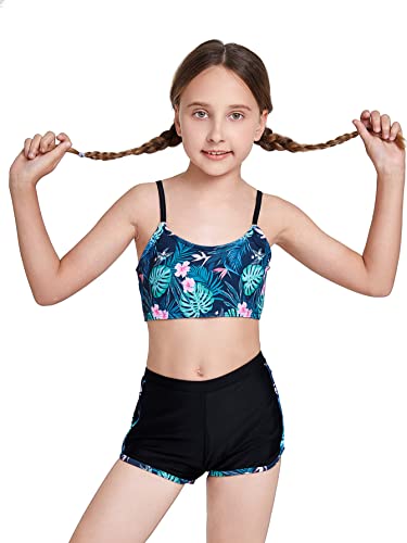 Soly Hux Girl's Tropical Print Bikini Bathing Suit With Cover Up 3 Piece Swimsuits Multicoloured 160 #TOP7