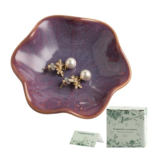 Image of BEUNAIZER Galaxy Purple Jewelry Dish Tray, Ring Dish, Ceramic Trinket Tray, Key Bowl, Aesthetic Nightstand Bathroom Room Decor Mothers Day Friendship Christmas Birthday Gifts for Women