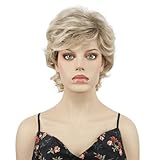 Aimole 6' Short Synthetic Women Curly Wavy Wigs for Daily Party Halloween Costume Wig