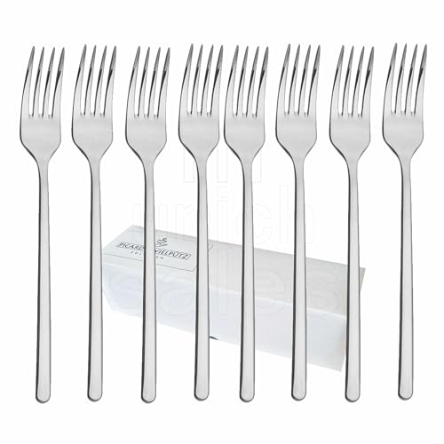 8 forchette da menù della serie Ventura 6108 di Picard & Wielpütz, singolarmente in cartone pieghevole bianco