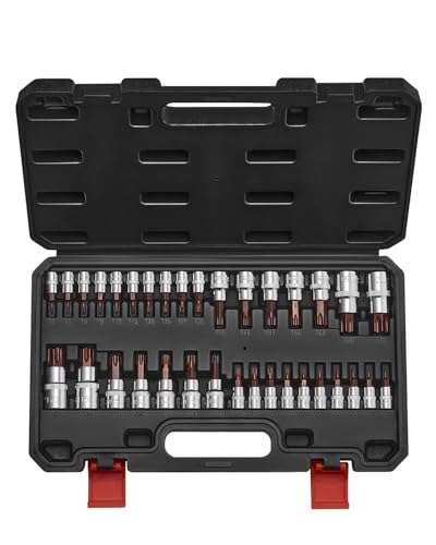 Image of VEVOR Torx Bit Socket Set, 34-Piece Solid Star and Tamper Proof T6-T70, S2 Alloy Steel and Cr-V Steel, 1 /4 in, 3 /8 in, and 1 /2 in Drives, with Enhanced Storage Case, Torx Sockets for Hand Use