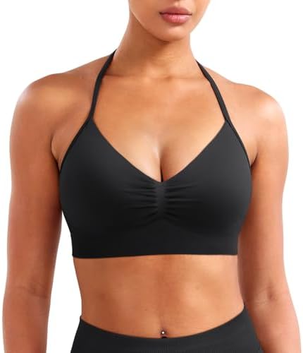 YEOREO SoftHue Women Halter Sports Bra Impact Longline Strappy Br...