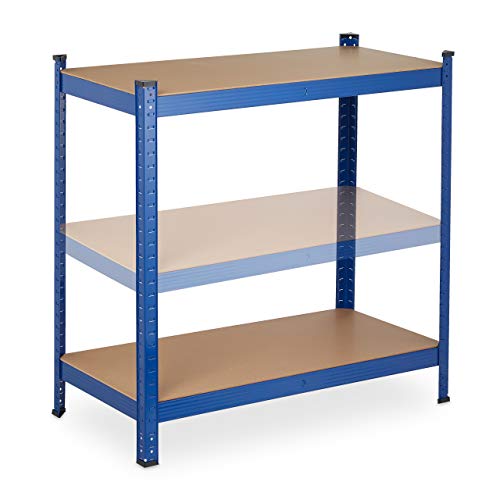 Relaxdays Schwerlastregal, HBT: 150 x 75 x 30 cm, Traglast: 875 kg, 5 Böden, zum Stecken, Keller & Garage, Stahl, blau