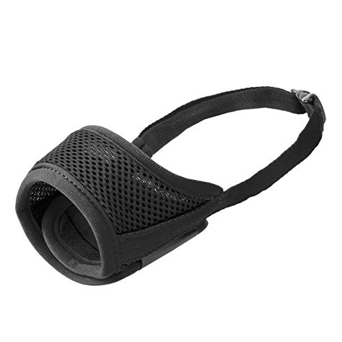 IREENUO Dog Muzzle to Prevent Biting Barking and Chewing with Adjustable Loop Breathable Mesh Soft Fabric - M, Black