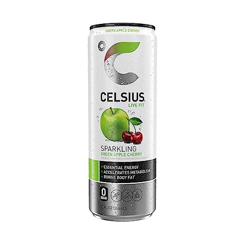 Celsius Sparkling Green Apple Cherry, Functional Essential Energy Drink, 12 Fl Oz (Pack Of 12) #TOP4