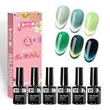Beautilux Vernis Semi-Permanent Sans-TPO, 6 Couleur des Yeux Verts du Chat Couleurs 10ml Vernis à Ongles Gel Soak Off Nail Art VSP Kit for Professional and DIY Manucure(MC26-01)