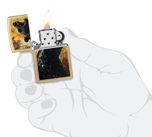 Image of Zippo Grizzly Roar Design Street Brass, Pocket Fuel Windproof Premium Lighter (BIS Certifed)