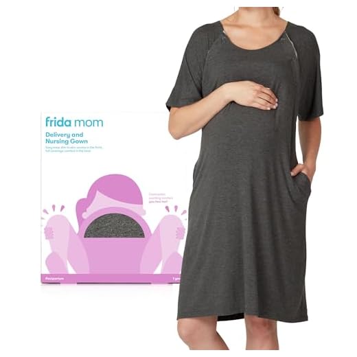 Frida Mom Labor and Delivery Gown for Hospital, Easy-Snap, Tagless Nursing Gown with Skin-to-Skin Access and Full Coverage in The Back