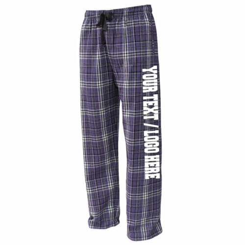Purple Grey Unisex Flannel Pajama Pants Your Custom Text