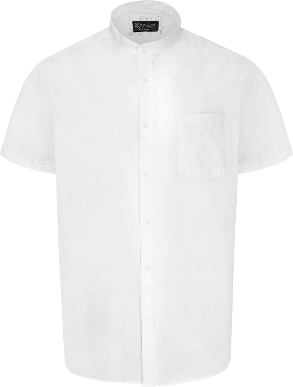 Kam Men's White Grandad Shirt Button Up Premium Short Sleeve Plus Size 2XL-8Xl P020b (Uk, Alpha, Xxl, Plus, Regular, )