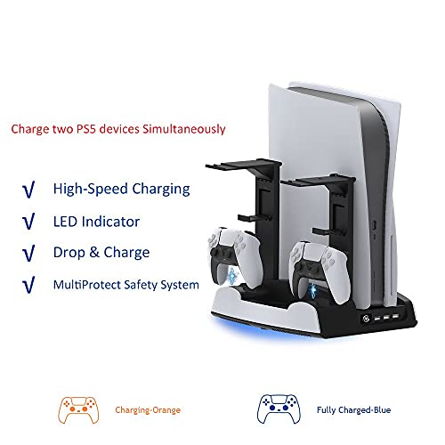 ZEFAN Suporte de fone de ouvido multifuncional compatível com PS5 DE / UHD Host Base de ventilador d