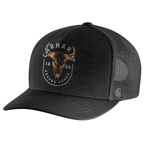 Carhartt Mens Canvas Mesh-Back Skull Graphic Cap Black One Size
