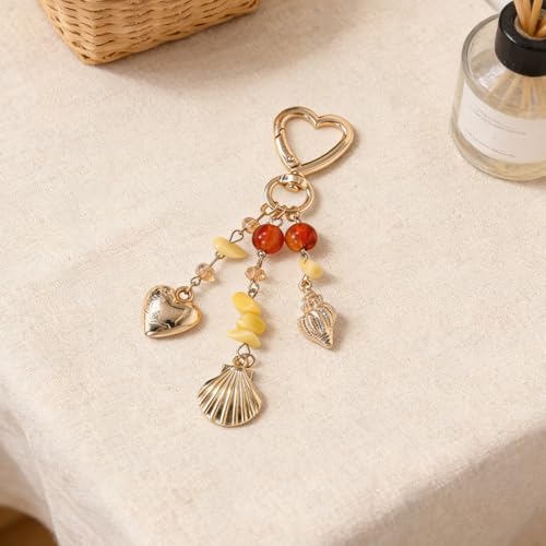 Image of Gold Keychain Sun Starfish Bag Charms for Purse Handbag Backpack Tote Bags Decor Accessories
