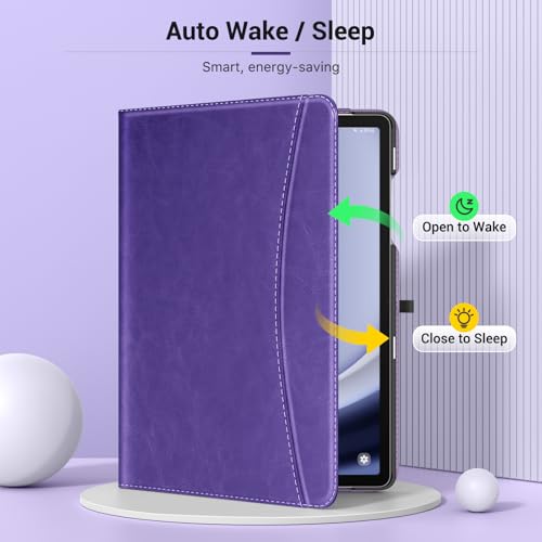 Image of MoKo Case for Samsung Galaxy Tab A9 Plus 11 Inch 2023, Purple Violet | PU Leather Case for Samsung Tablet with Hand Strap and a Front Pocket, Auto Wake /Sleep, 2 Angles, Magnetic Stand Cover