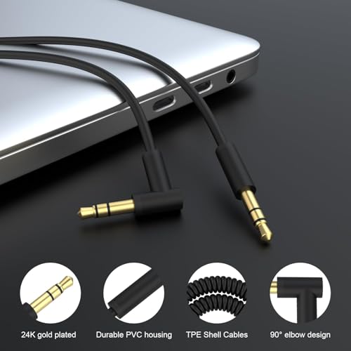 Cable de audio auxiliar Jack 3.5mm enrollado 2-9FT miniatura 4