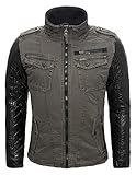 Die Herren Jacke überzeugt durch: Top Qualität und hochwertige Verarbeitung / Sehr angenehmes und weiches Material / Biker-Style / Kunstlederärmel / Innen mit Teddyfell gefüttert / Hochschließendem Kragen schützt vor Wind & Kälte