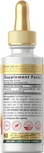 Carlyle CL1600 Liquid Vitamin D3 | 5000 Iu (125 Mcg) | 2 Oz | Vegetarian, Non-Gmo, And Gluten Free Supplement | Vitamin D Liquid Drops thumb #1