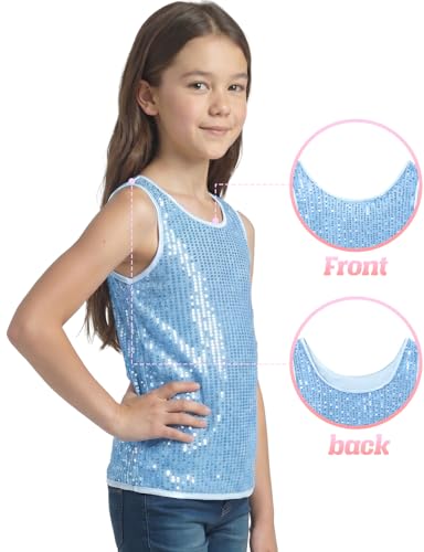 Image of Noomelfish Girls Sequin Tank Tops Sparkly Glitter Dance Sleeveless Shirt (5-12 Years)
