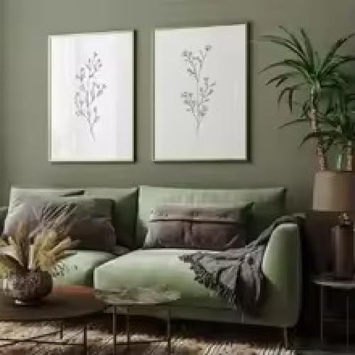 Toile florale art au trait noir et blanc pour salon moderne