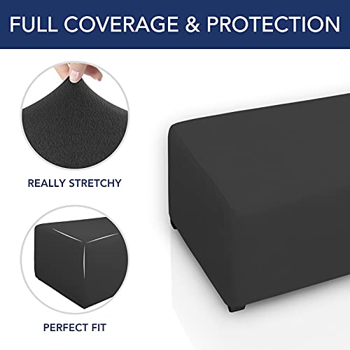 Image of PureFit Stretch Rectangle Ottoman Cover Footstool Cover, Dark Gray
