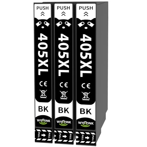 WYFYINK 405XL Compatible with Epson 405 XL 405XL Black Ink Cartridges for Epson WF 4820 for WorkForce Pro WF-3820 WF-3825 WF-4825 WF-4830 WF-7310 WF-7830 WF-7835 WF-7840 Printer (3 Black)