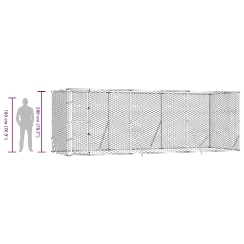 vidaXL Outdoor Hundezwinger, Hundehütte mit abschließbarer Tür, Hundekäfig für den Außenbereich, Hühnerstall Hundezaun Hundeauslauf, Silbern Verzinkter Stahl