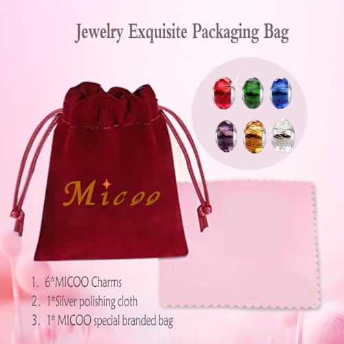 MICOO 925 Sterling Silver Charms for Bracelets,Fashion DIY Dangle Pendants Beads Simulated Birthstone Charms,Birthday Gifts for Women3