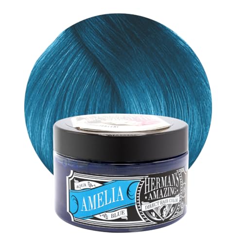 Herman's Amazing Direct Hair Color - Tinte para el cabello azul - Tinte semipermanente - Conditioner Base Color Azul - Blue Hair Dye - Amelia Aqua Blue 115 ml