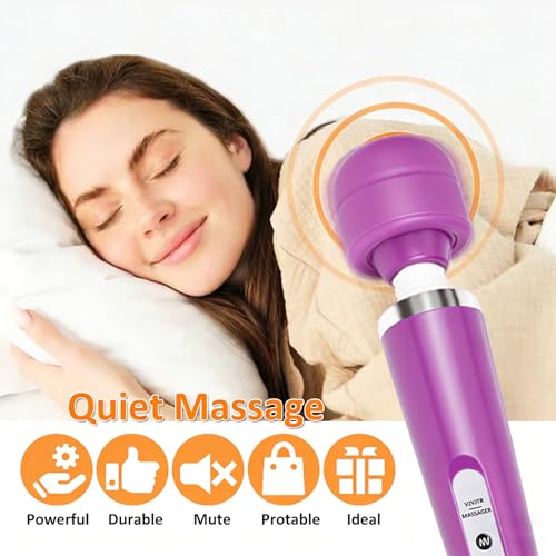 Image of Handheld Electric Back Massager, 10 Speed Wired Deep Tissue Vibrating Massager for Muscle Aches (Purple)