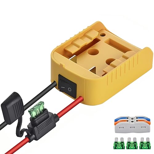 Power Wheel Adapter Compatible with Dewalt 20V Battery Adapter Power Wheel Battery Converter Kit with Fuses & Wire Terminals, 12AWG Wire, Power Connector for DIY Rc Car Toys, Robotics