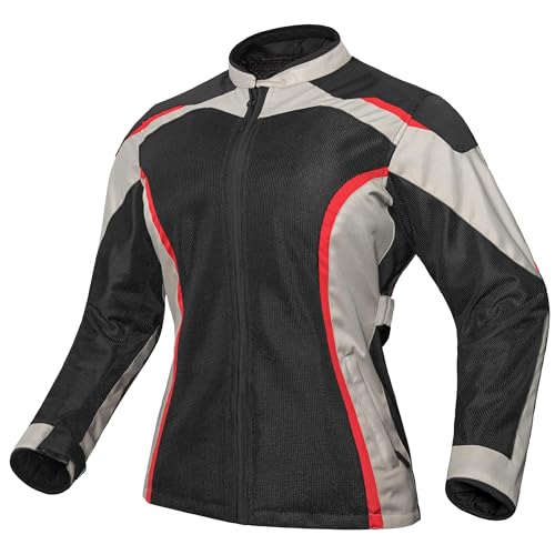 WICKED STOCK Women Mesh Motorcycle Jacket with CE Level 1 Armor - Abrasion Resistant Adjustable Summer Motorcycle Jacket Women Armored - Summer Womens Riding Jacket with Zipper for Pants Integration