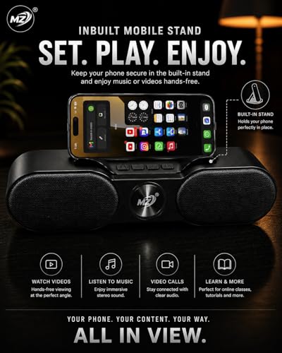 Image of Prime Beat 80W Bluetooth Speaker with Mobile Stand, TWS Pairing, Bluetooth 5.3, 1500mAh Battery, Loud Bass & Clear Sound, USB /TF /FM Support - Wireless Speaker for TV, Laptop, Tablet & Mobile (BLAC)