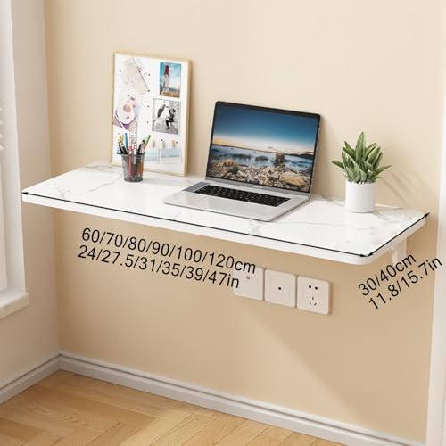 Table murale pliante pour bureau compact avec support métal robuste