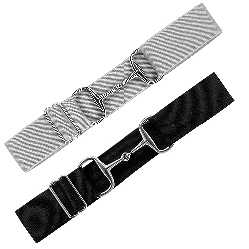 Image of Huaerle 1.5 inch Elastic Equestrian Belt with Bit Buckle and Leather Key Strap