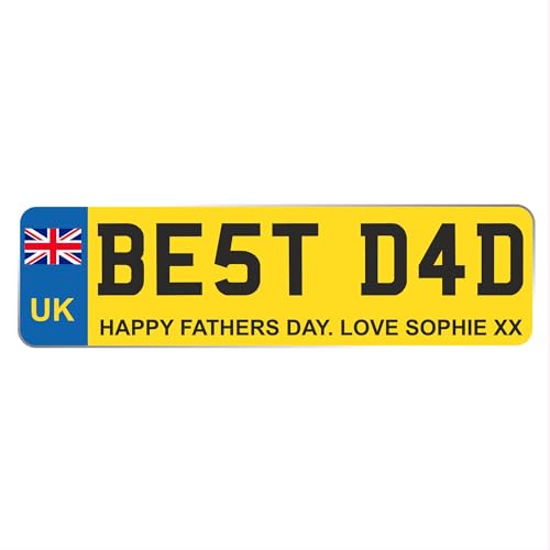 Custom License Plate Plaque - Personalised Number Plate in Wood or Acrylic - Ideal for Car, Lorry Drivers, New Car decor, Just Passed signs (UK Design, Acrylic Large 29cm)