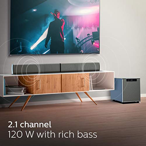 Image of Philips Audio MMS2220B 2.1 Speaker 120W Bluetooth Convertible Multimedia Soundbar /Speaker (Black)