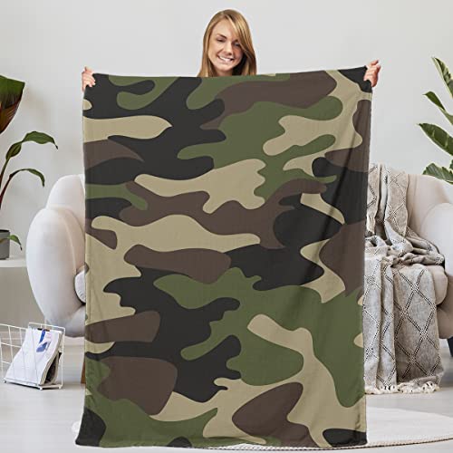 ARIGHTEX Camo Luxury Flannel Blanket Soft Plush Flannel Fleece Lightweight Blanket Brown Green Camouflage Soft Flannel Kids Bed Travel Blanket Throw for Girls, Boys, Toddlers, Puppies, Pet (Baby)