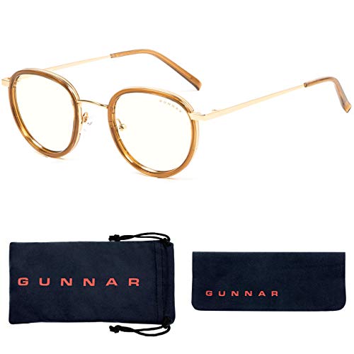 Gaming Glasses | Blue Light Blocking Glasses | Atherton/Gold by Gunnar | 35% Blue Light Protection, 100% UV Light, Anti-Reflective To Protect & Reduce Eye Strain & Dryness