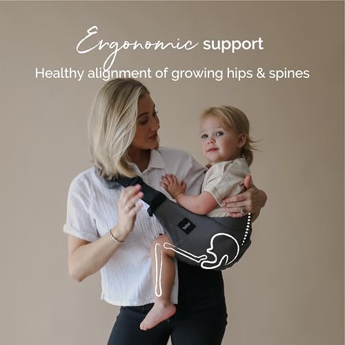 Boba Buddy Mochila Portabebés - 100 % Algodón, Ergonómico con Tirantes Ajustables, Hebilla de Seguridad y Asiento Amplio, Incluye Bolsa de Transporte a Juego (9-48 Meses/8-20 kg) - Grey - imagen 4