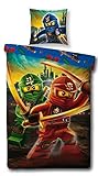 INFORMATION und PFLEGE: Waschbar bei 60 Grad. Trockner-geeignet mit Oeko-Tex Standard. Ninja-Team Lloyd, Jay und Kai, Kissenbezug Junge, Bed Junge