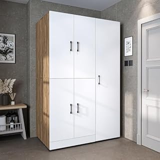 ROOMART Dora - Armoire de machine à laver - Blanc - Chêne - En 3 couleurs - Avec portes et panneau coulissant