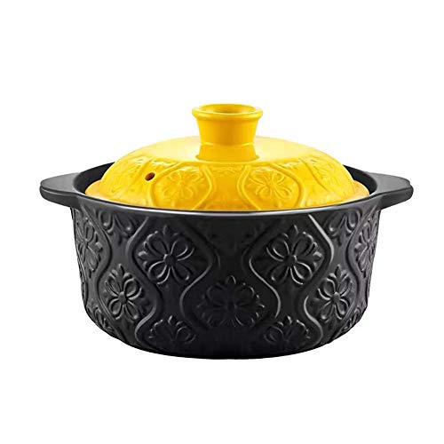 Casseruola in Ceramica Antiaderente con Coperchio, Pentola Fatta a Mano Pentola di Terracotta Pentola di Terracotta Pentola per zuppa di Cocci (1.05quart)